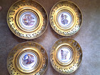 4 BRASS FRAMED REGENCY BONE CHINA PLATES,LONDON SCENES, MADE IN ENGLAND — photo 1