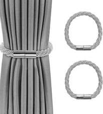 VEGCOO 2 Stück Magnetische Vorhang Raff-Halter für Vorhänge, Grau, Gardinen 