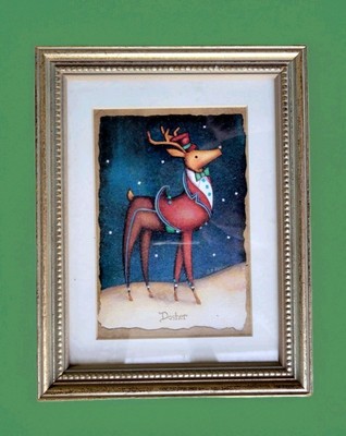 Dasher Reindeer Rebecca Ruegger 9x7'' Framed Print Dayton Hudson 1999 USA