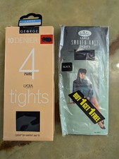 Vintage Tights Nisa, George (4 Pairs )Size Large, Navy And Black