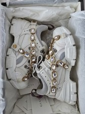 Size 37- Gucci Flashtrek Crystals - White W