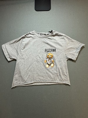 Moschino Women s Custom Cropped Grey Bear T-Shirt Size M