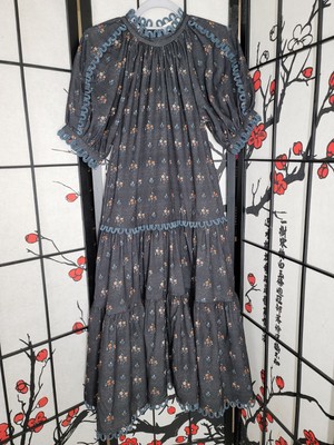NWOT $495 RHODE ADERYN SAPPHIRE BLOOM MIDI DRESS IN BROWN SIZE S