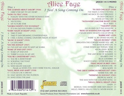 ALICE FAYE - I FEEL A SONG COMING ON [REMASTER] NEW CD