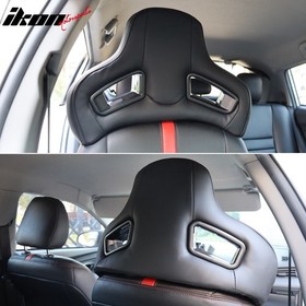 Pair Seat Headrest Black PU Rod Dia 14mm Space 140mm For Civic/BMW 3 Serise