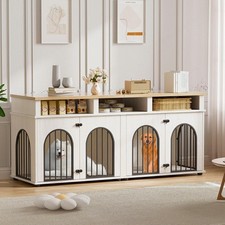 Double Dog Crate Heavy Duty Dogs Cage XL Dog House Indoor with 3 Storage Shelves