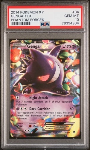 2014 Pokémon Gengar EX 34/119 XY Phantom Forces Ultra Rare Holo PSA 10 GEM MINT
