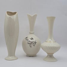 Vintage Lenox Ivory Porcelain Bud Vase Lot 3 Gold Platinum Trim USA