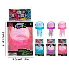 Transparent Glitter Jellyfish Squishy Toy Soft TPR Stress Ball Sensory Fidget