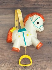 VINTAGE 1968 Fisher Price Pony Music Box Musical Pull String Crib Baby Toy 190