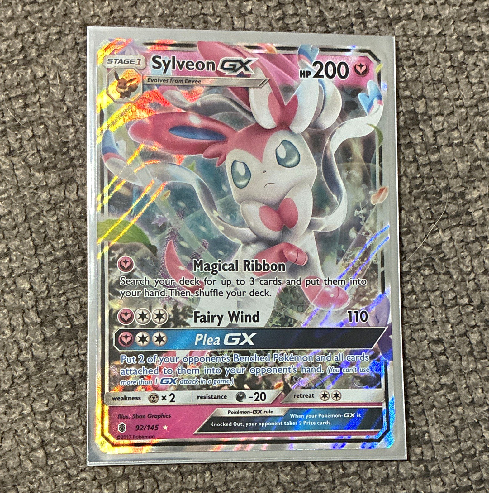 The Pokémon Company Sylveon GX Holo Ultra Rare 92/145 Guardians Rising EN