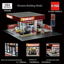 Diorama 1:64 Car Garage Model LED Lighting Gas Stations Parking Lot Scene Model