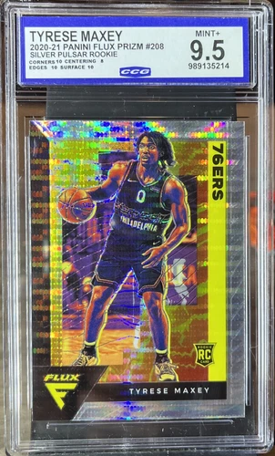 2020 Panini Flux #208 Blue Cracked Ice Tyrese Maxey RC CGC 9.5 GEM MINT