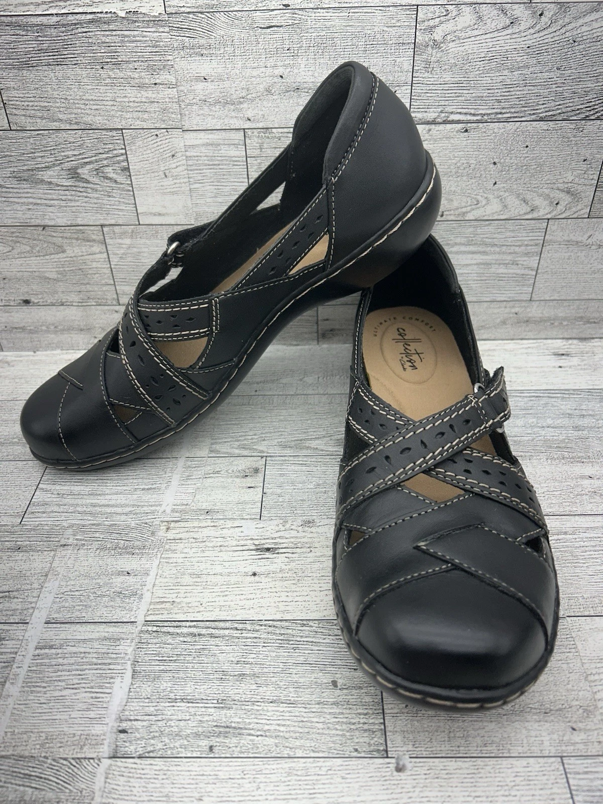 Scarpe mocassino Clarks Ashland Spin Q da donna taglia 9M in pelle nera marrone chiaro