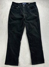 Vintage Polo Ralph Lauren Corduroy Pants Mens 32R Black Cotton Stretch Distress