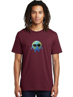 Earth-With-Sunglasses Mens Graphic Tee, 100% Cotton, Casual Summer Wear