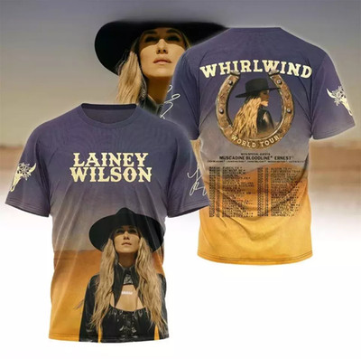 Lainey Wilson Whirlwind World Tour 3D T Shirt S-5XL