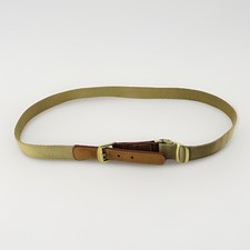 Dooney  Bourke Vintage Khaki Canvas Tan Leather Brass Belt 4003 XL 38 40 READ