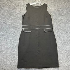 Talbots Sheath Dress Womens 14P Black White Piping Career Professional Classic