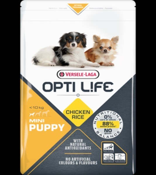 Opti Life Puppy Mini 2.5Kg évite les allergies du chiot avec sa formule riz