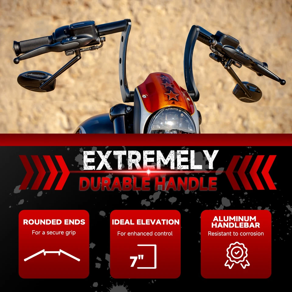 For Honda CMX250C Bobber 22mm 7/8" Motorcycle Bike Z Bars Black Drag Handlebar - Imagem 4 de 4