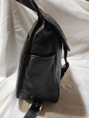 Levenger Black Leather Backpack Day One Shoulder Bag Sling 