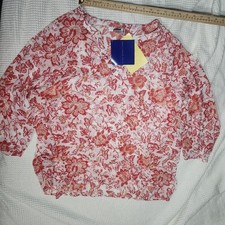 NWT Susan Graver Red Floral Blouse Size 2x