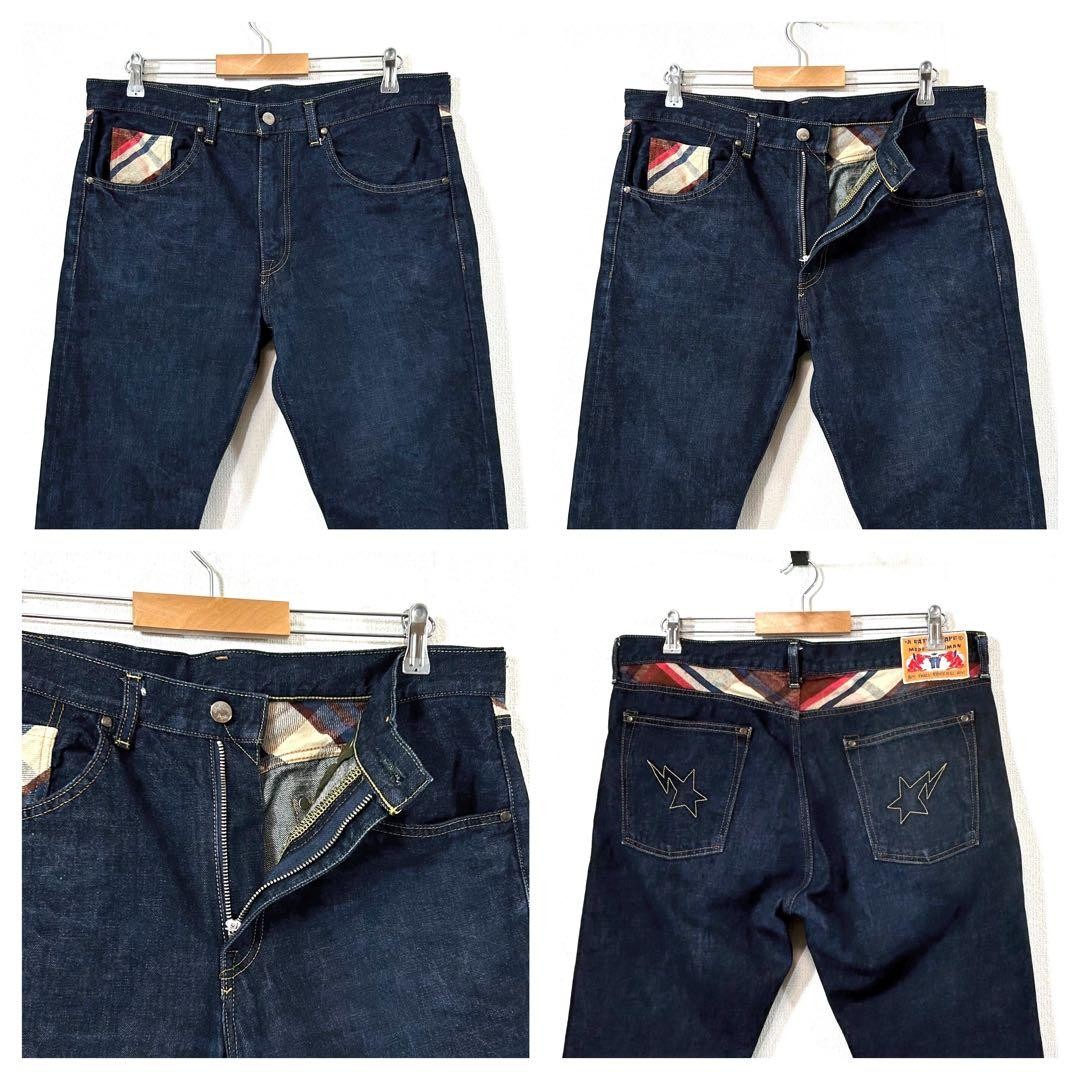 A Bathing Ape Denim Pants Jeans Indigo Blue XL Inseam 86cm BA0226134 thumbnail 4