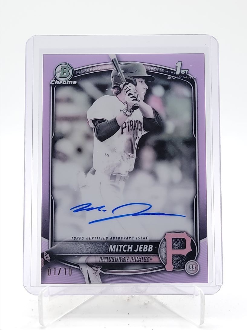 MITCH JEBB 2025 BOWMAN CHROME 1ST PEARL REFRACTOR SSP AUTO 01/10 Q0566