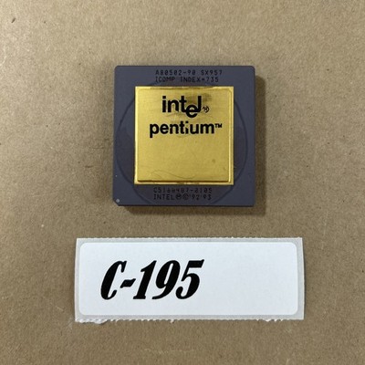Intel Pentium 90MHz SX957 Ceramic Gold Cap CPU A80502-90 Socket 5/7 Vintage Rare