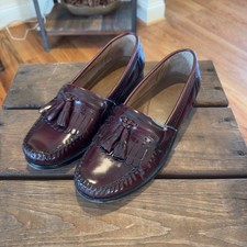 G.H. Bass Co Weejuns Jeremy Tassel Loafers Burgundy Leather Men Size 10 Wide