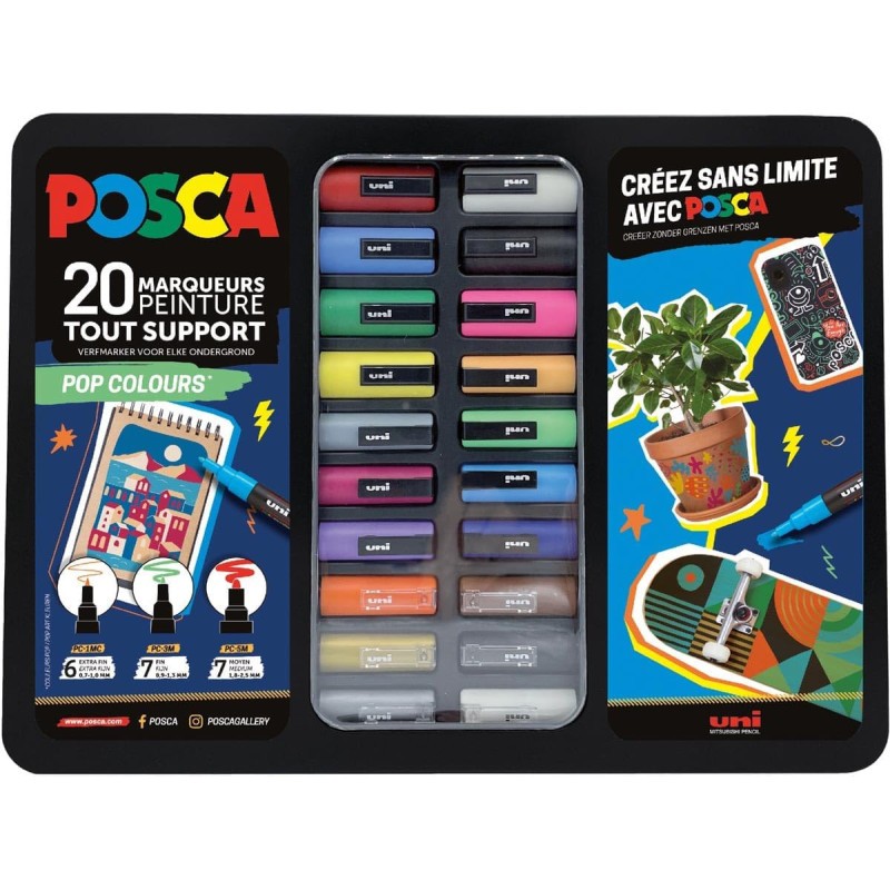 Coffret Posca Pop Colours de qualité supérieure avec mallette de transport rigide