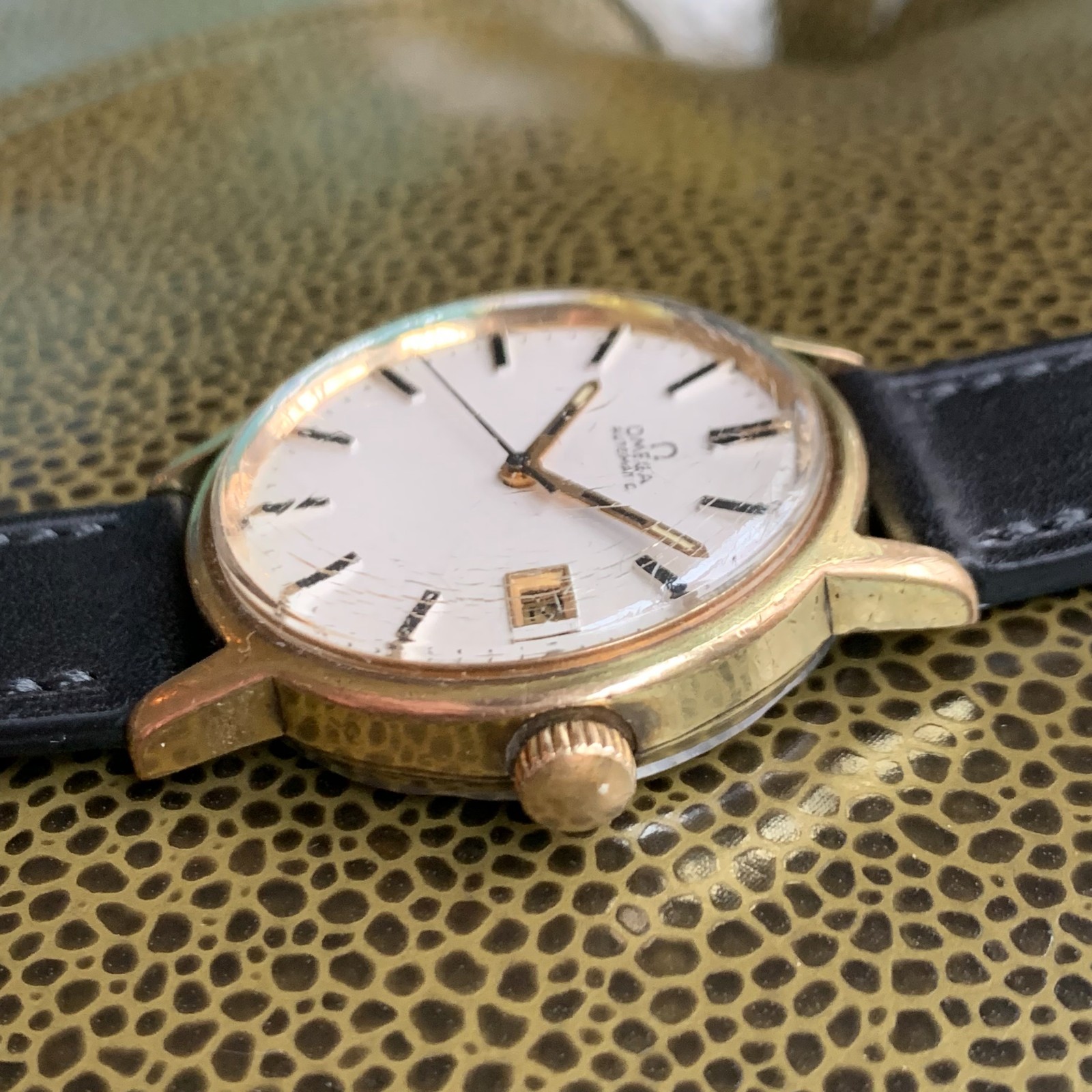 Omega Automatic White Dial Automatic Date Gold Pl… - image 4