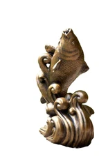 Dancing Koi Water Statue Gold Color, Fountain Water Garden Pond Spitter