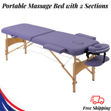 Portable Massage Bed Folding Spa Beauty Massage Table with 2 Sections - HOMCOM