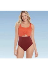 BEACH BETTY by Miracle Brand color block one-piece swimsuit NWT . Size M