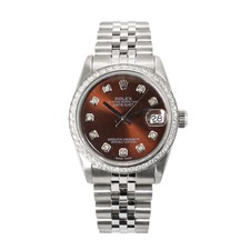 Ladies Rolex Datejust Midsize 31MM 68274 Diamond Deep Brown Jubilee Steel Watch
