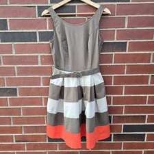 Banana Republic 4 Fit & Flare Sleeveless Dress w Belt Stretch Cotton Brown Taupe
