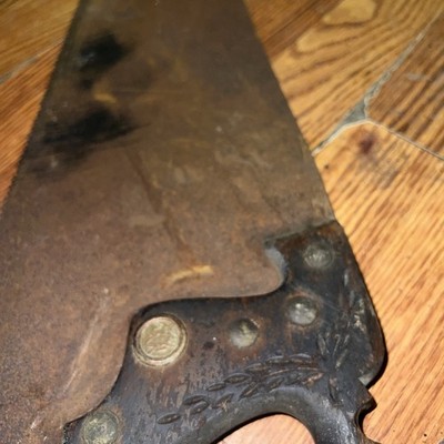 rare hand saw Farwell, Ozmun, Kirk Co 1800s st paul minn gilt edge wheat handle 