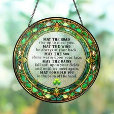 Stained Glass Irish Blessing Suncatcher: Celtic Window Decor