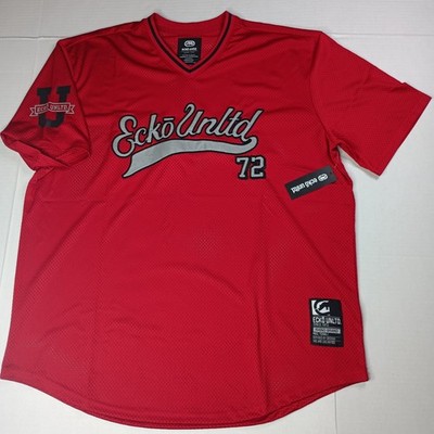 Ecko Unltd Jersey Shirt Men's Size XL XLarge True Ecko Red Pullover Mesh V-Neck