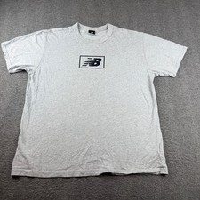 New Balance T-Shirt Men's XL Grey Graphic Box Logo Cotton Short Sleeve MT01568