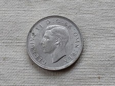 1945 Scottish shilling A/UNC  .500 silver