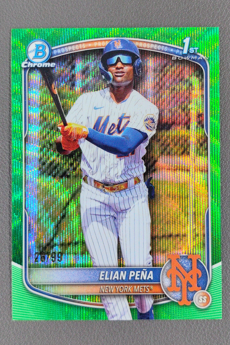 2025 Topps Chrome 1st Bowman Elian Pena Green Wave Refractor /99 #BCP-155