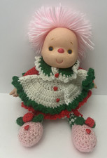 Vintage Strawberry Shortcake Doll Crochet Knitted Clothes Vinyl Face Freckles