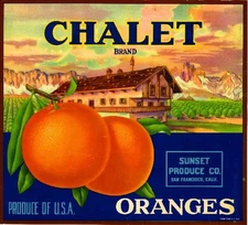 San Francisco Chalet Snow Orange Citrus Fruit Crate Label Art Print