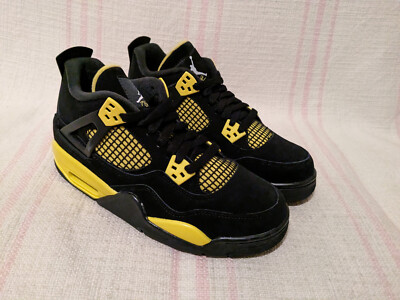 Nike Air Jordan 4 Retro Thunder Black Yellow White 408452 017 Shoe