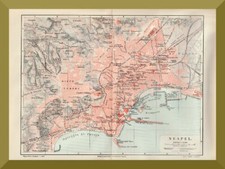 Neapel +Historischer Stadtplan von  1895+ Napoli, Vesuv, Castel dell&acute;Ovo