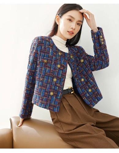 Tweed Coat Tweed Jacket Short Coat Jacket - Picture 4 of 6