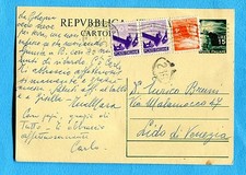  £.15 (C141) + DEMOCR.£.4 and c.50 PAIR ann.BOLOGNA, 18.02.52.   (229166)